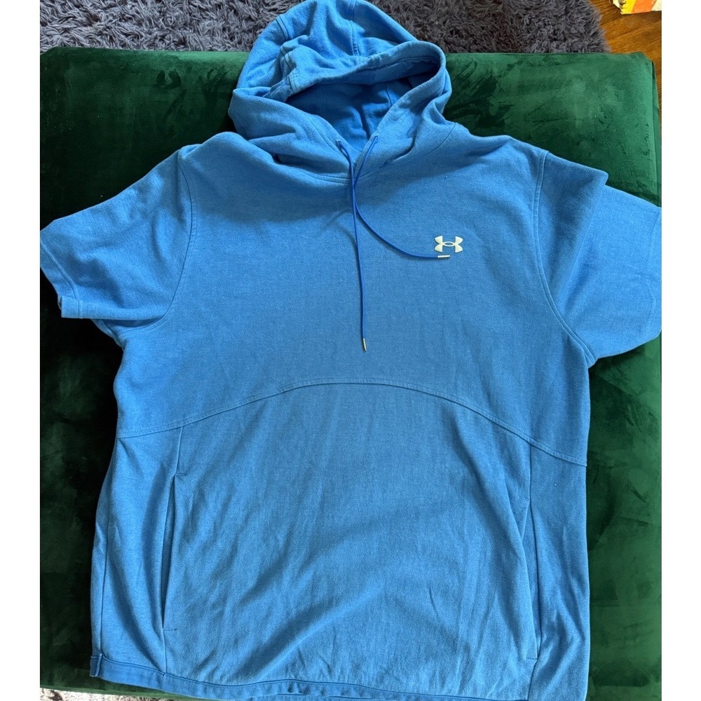 Under Armour Men's XXL Blue Heather Short Sleeve Pullover Hoodie 2XL